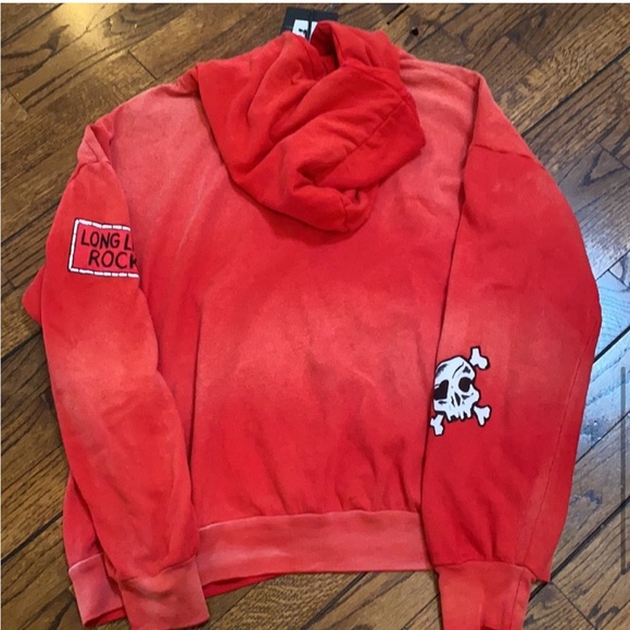 Lauren Moshi Poison Band Hoodie in Red Wash with Crystal Embellishments - Picture 8 of 8